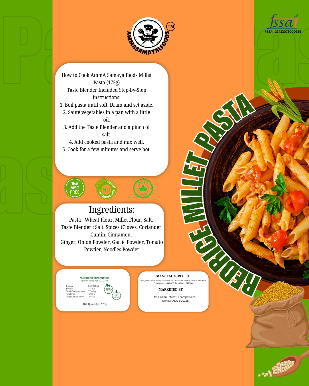 Red Rice Millet Pasta